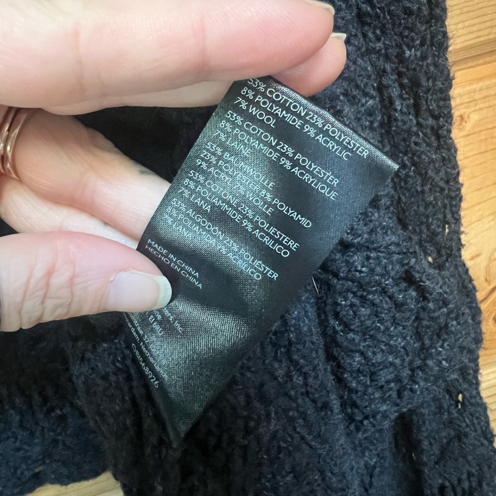 Free People Black Ruffled Open-Knit Cropped Cardigan - Picture 5 of 5